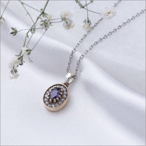 Oval qaşlı orijinal gümüş kulon - Image 12