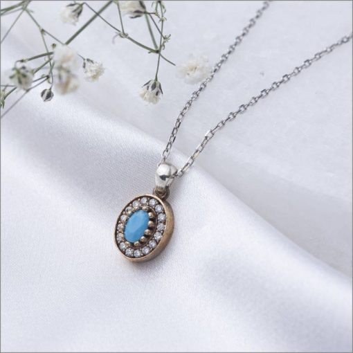 Oval qaşlı orijinal gümüş kulon - Image 2
