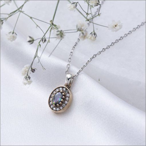 Oval qaşlı orijinal gümüş kulon - Image 10