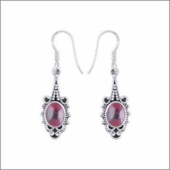 Oval qaşlı gümüş asma sırğa