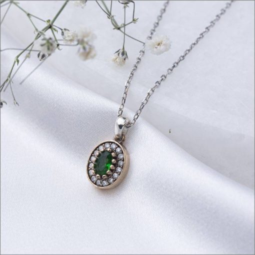 Oval qaşlı orijinal gümüş kulon - Image 4