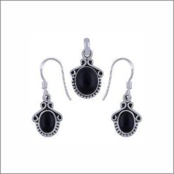 Oval qaşlı orijinal gümüş dəst